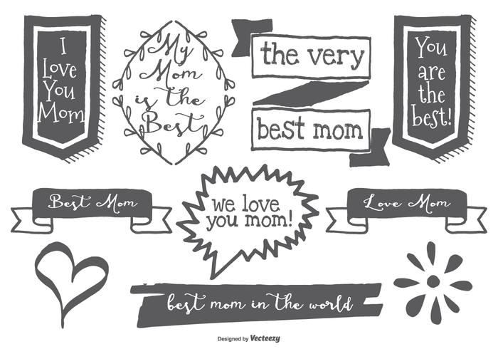 Cute Hand Drawn Mom Labels vector