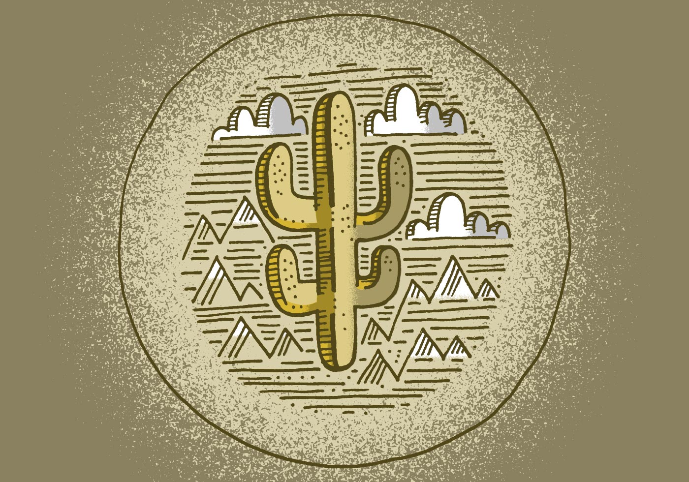 Southwestern cactus badge  download mmfcl vector art stock graphics Southwestern cactus badge  download mmfcl vector art stock graphics