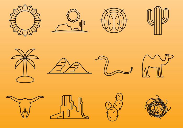 Iconos de la línea del desierto vector