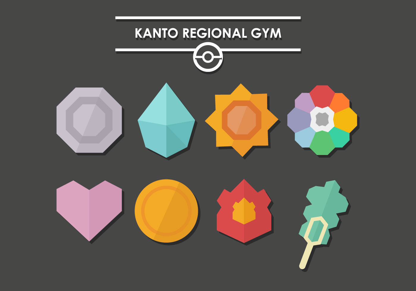 vector pokemon sticker Free  Kanto Pokemon Badges  Art Vector Vector Download