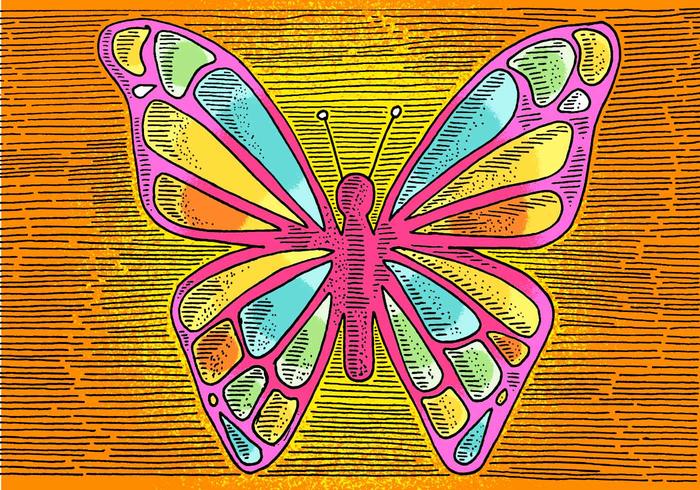 Dibujo lineal mariposa vector