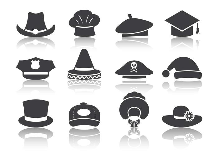 Libre Negro Iconos Sombrero Vector