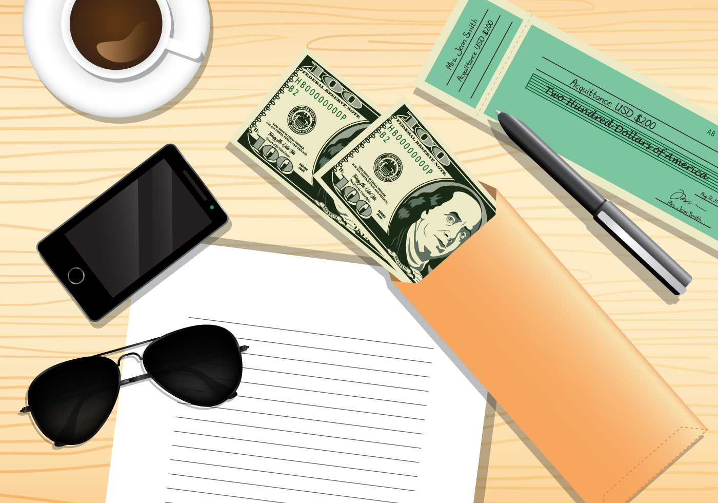 Your money on the table. Money on table.