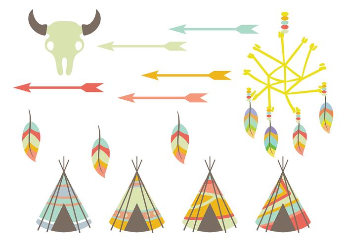 Tipi and Native American Vector Icons