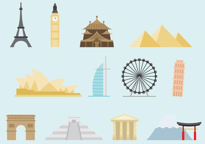 Colorful Monuments Of The World vector