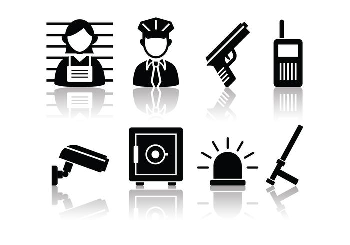 Juego de iconos de Policía y Crimen Minimalista Gratis vector