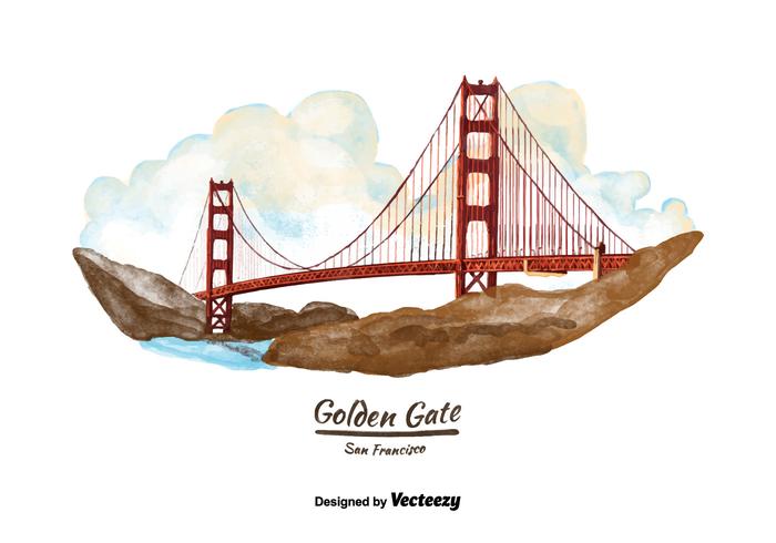 San Francisco Golden Gate Bridge Watercolor Vector