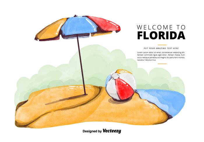 Free Florida Beach Watercolor Vector