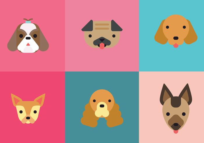 Perritos planos vector