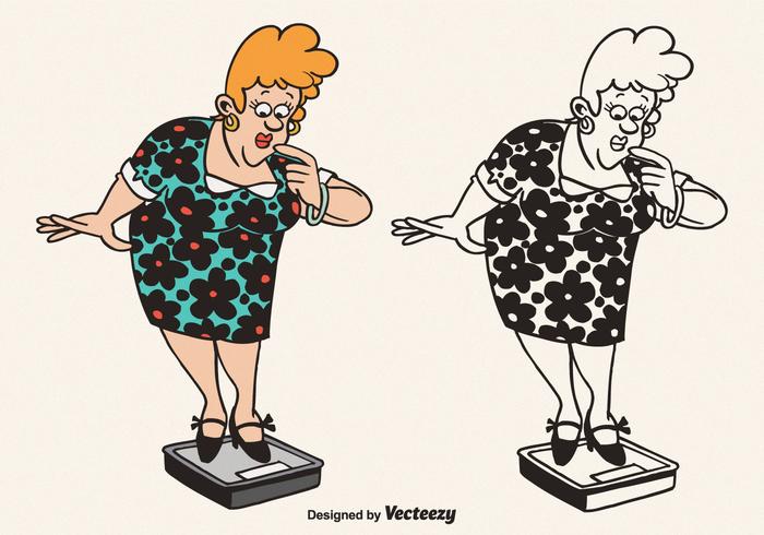Free Vector Cartoon Fat Woman Illustration