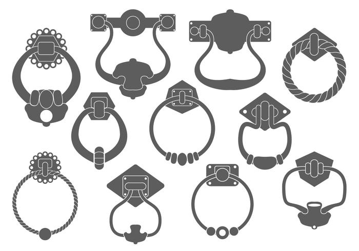 Door Handle Silhouettes Vector Set Download Free Vectors