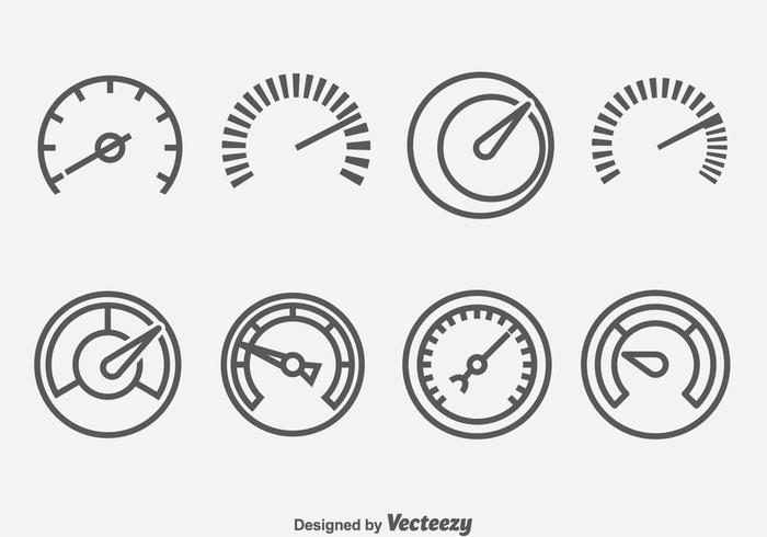 Íconos del símbolo del velocímetro y del tacómetro vector