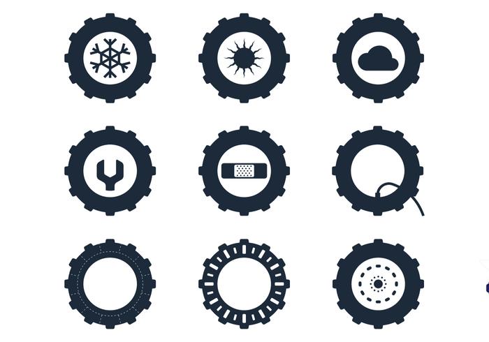 Iconos del neumático del tractor vector