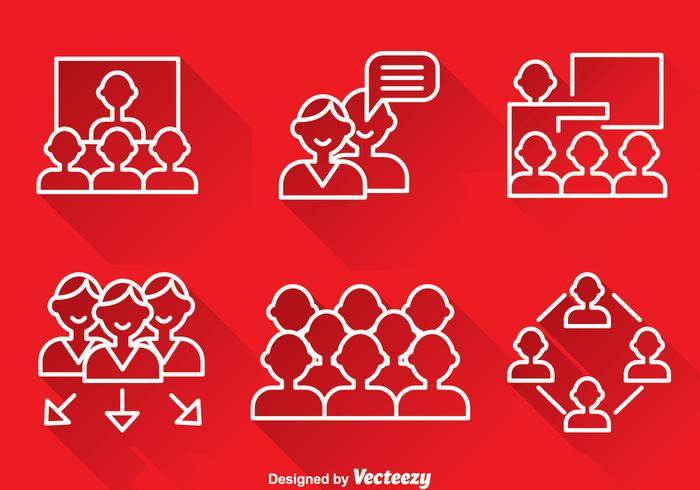 Working Together Outline Icons vector