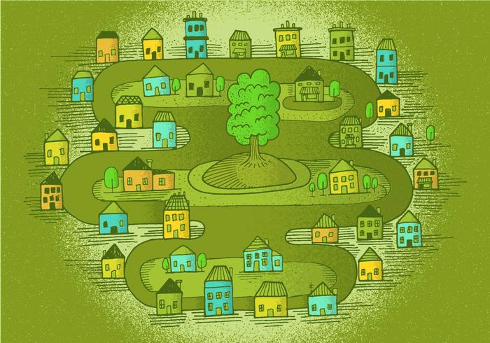 Small Town Vector Scene