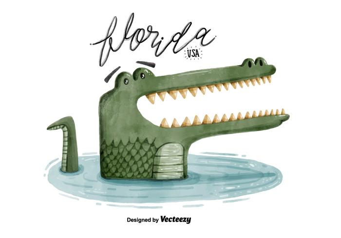 Free Florida Alligator Watercolor Vector