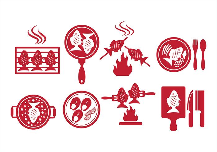 Fish fry Vector Icons Fish fry Vector Icons