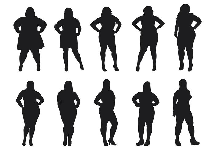 Fat Women Silhouettes Vector