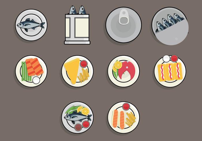 Fish Fry Food Icon Set Fish Fry Food Icon Set