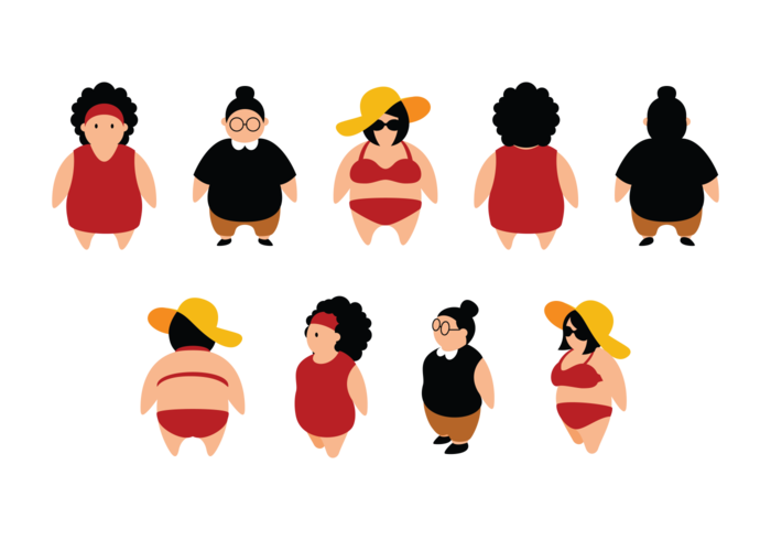 Plus Size Girls Cartoon vector