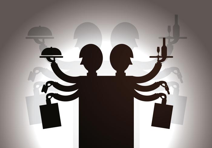 Free Waiter Shadow Puppet Vector Illustration