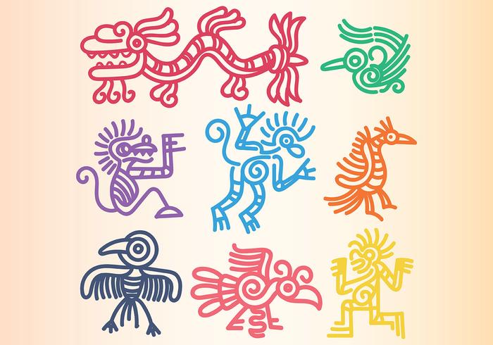 Iconos de Quetzalcoatl vector