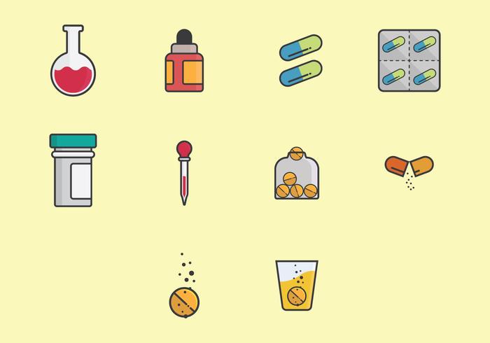 Effervescent Medicine Icon Set Effervescent Medicine Icon Set