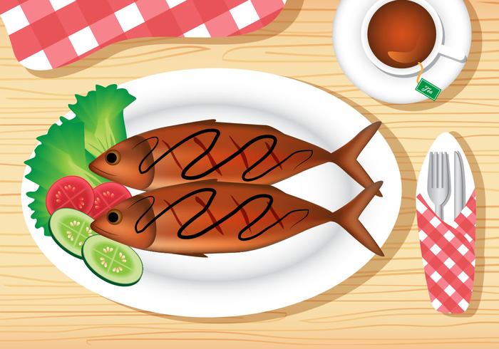 Fried Fish Dish vector