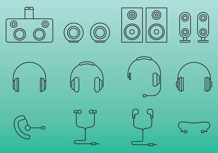 Ear Bud And Speaker Icons vector