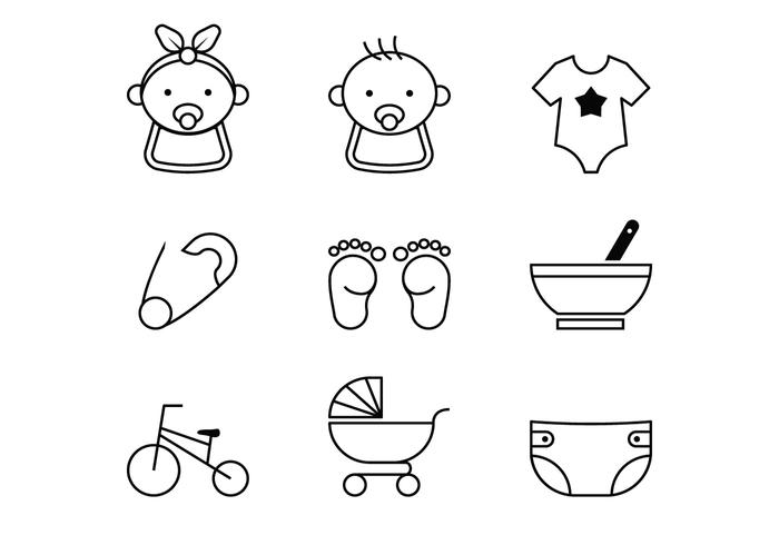 Iconos de la línea del bebé vector