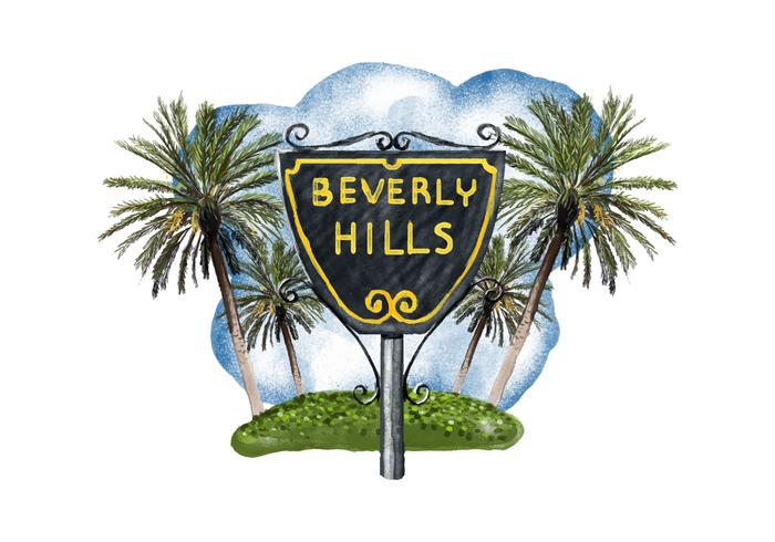 Vector libre de la acuarela de Beverly Hills