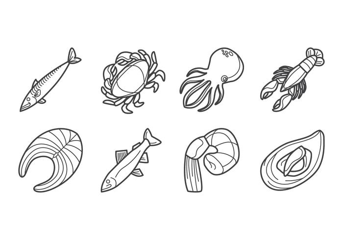 Raw Seafood Icon vector