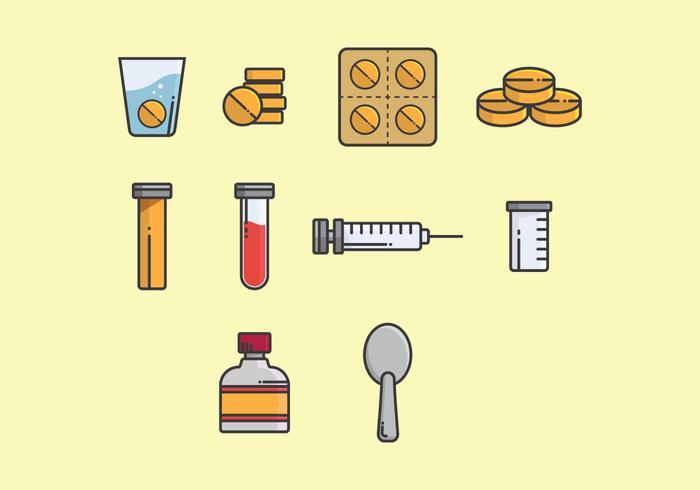 Effervescent Medicine Icon Set Effervescent Medicine Icon Set