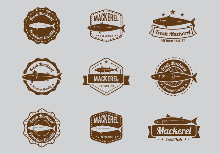 Seafood Mackerel Badge vector