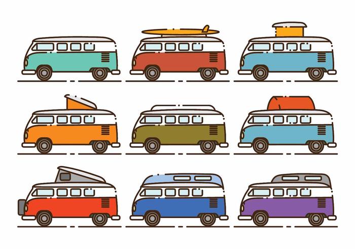 Download Minimalist VW Camper Icon Set - Download Free Vectors, Clipart Graphics & Vector Art