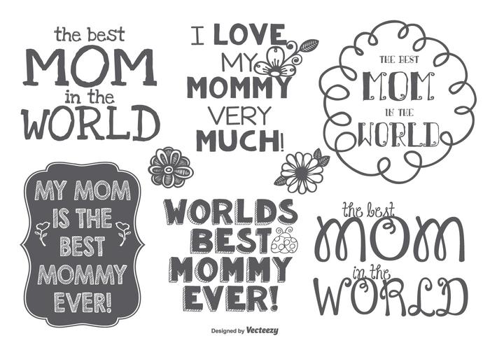 Best Mommy Hand Drawn Label Set vector