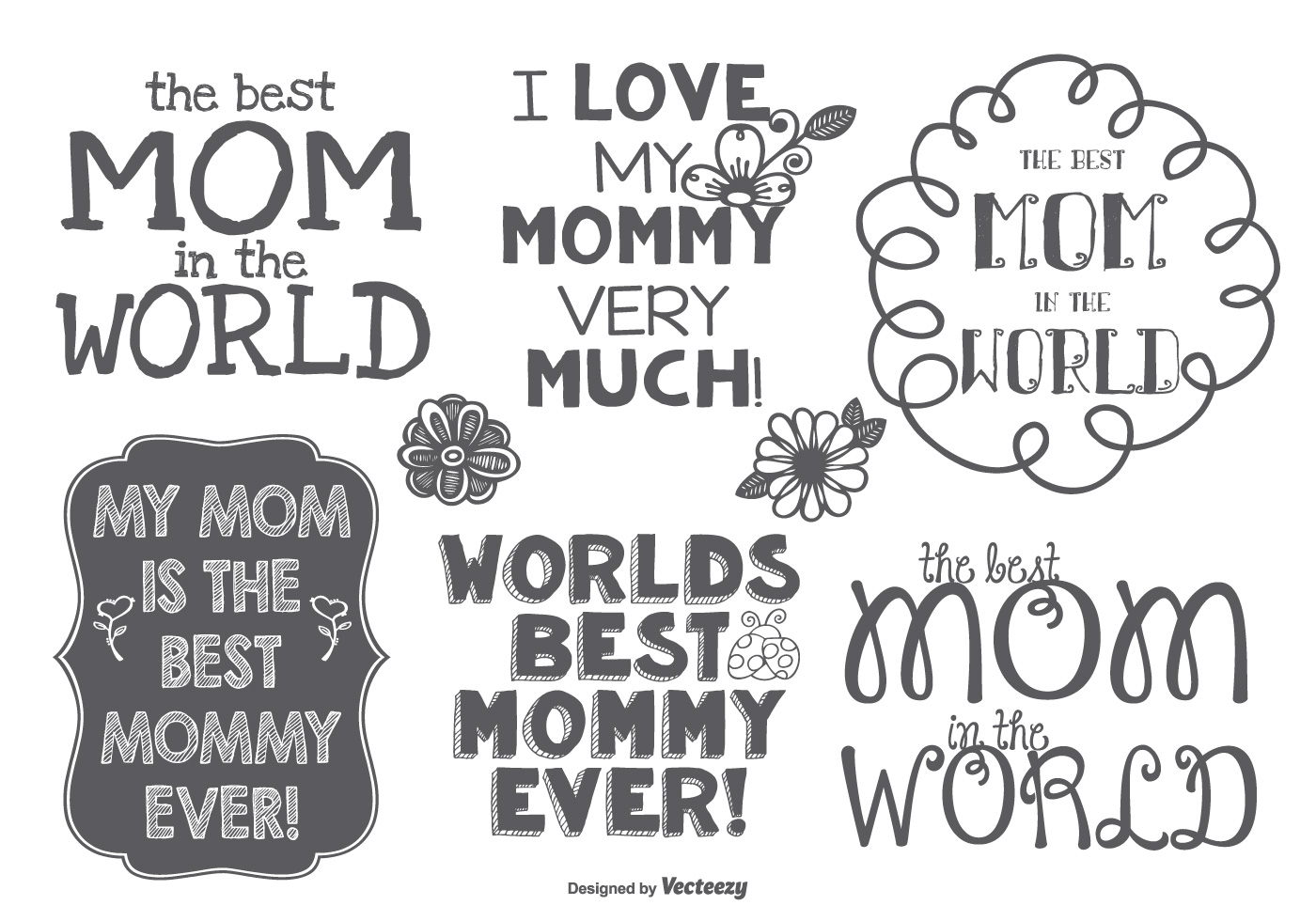 Download Best Mommy Hand Drawn Label Set 118492 - Download Free Vectors, Clipart Graphics & Vector Art
