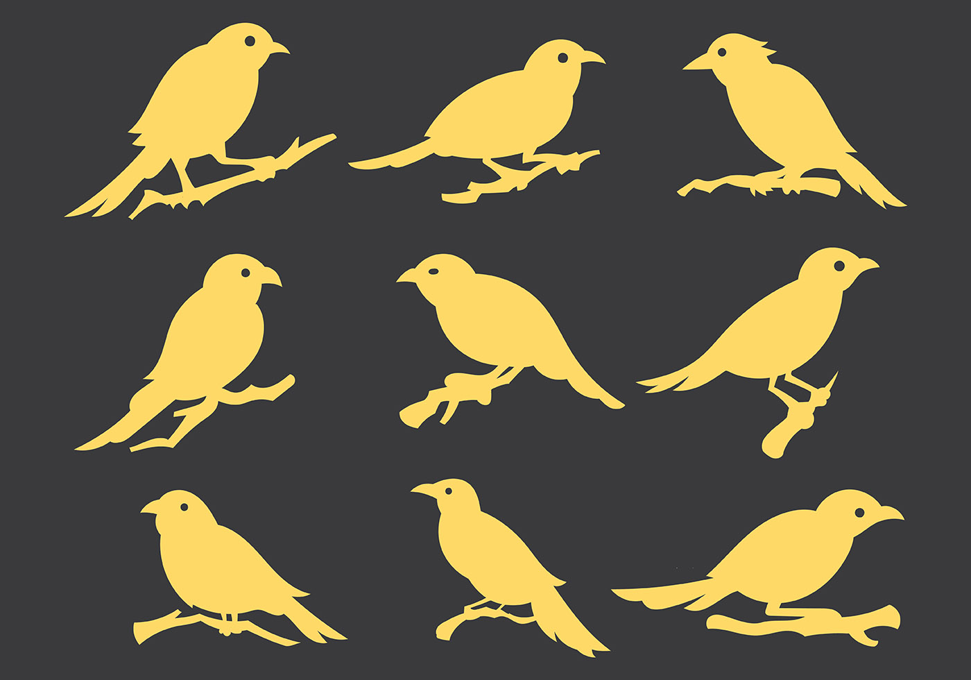 Nightingale Silhouette Icons Vector - Download Free Vector Art, Stock