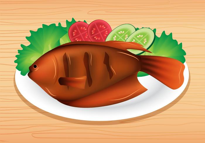 Pescado asado vector