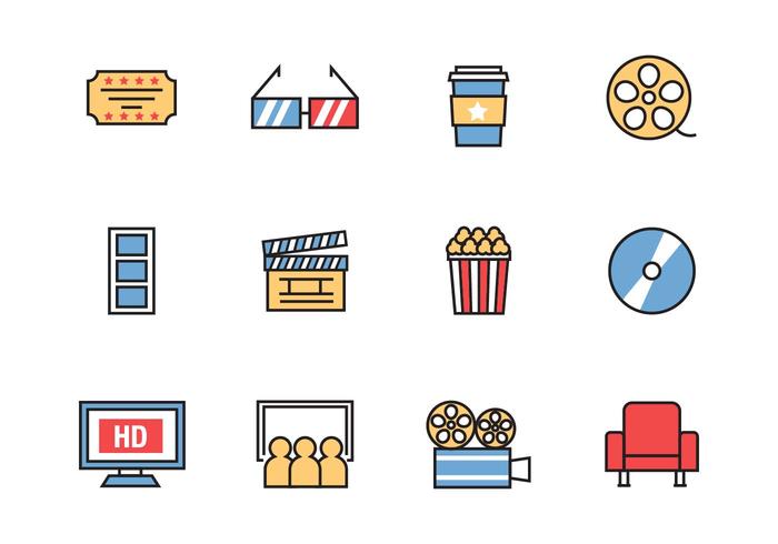 Iconos de Cine Gratis Line Style Vector