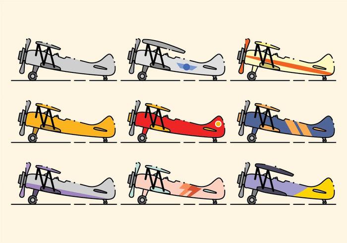 Minimalist Biplane Icon Set vector