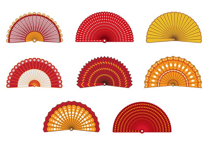 Set Of Colorful Spanish Fan Vector Set Of Colorful Spanish Fan Vector