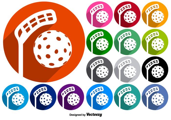 Vector Set Of Buttons With Floorball Icons