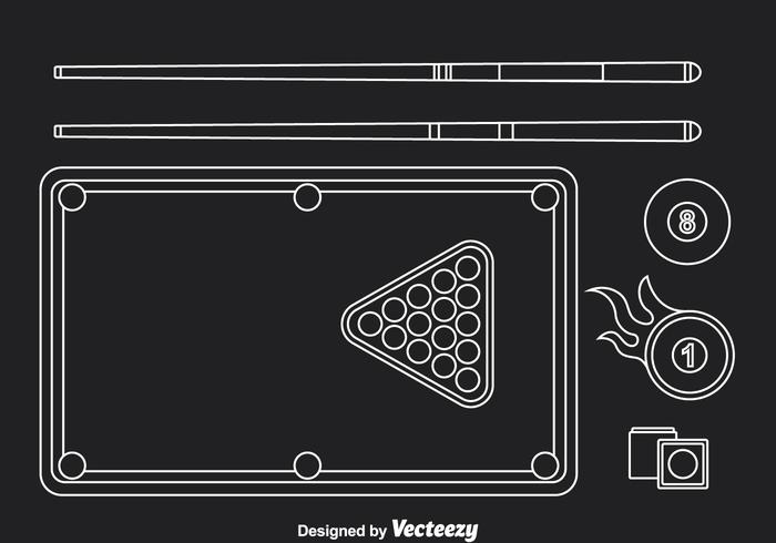 Elementos De Billar Iconos Vector