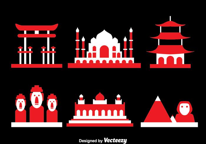 World Landmark Icons Vector