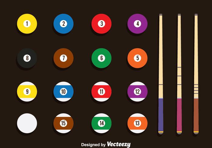 Pool Balls And Stick Vector Set