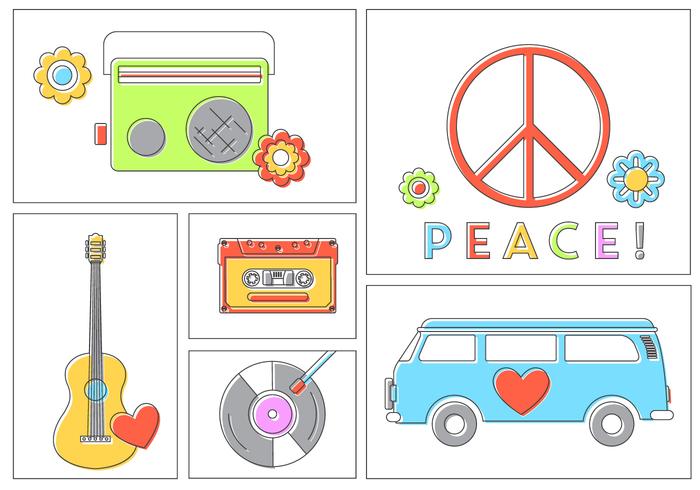 Hippie Vector Set Hippie Vector Set