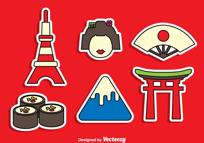 Japanese Sticker Vector Set