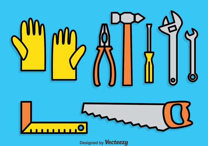 Work Tools Cartoon Icons Set vector