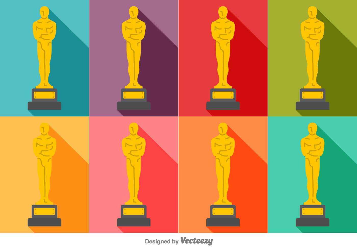 Vector Colorful Set Of Oscar Statue Icons 118801 Vector Art at Vecteezy